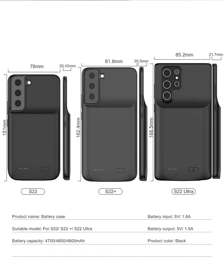 Samsung S22 | S22 + | S22 Ultra 5000 mAh batterijhoesje